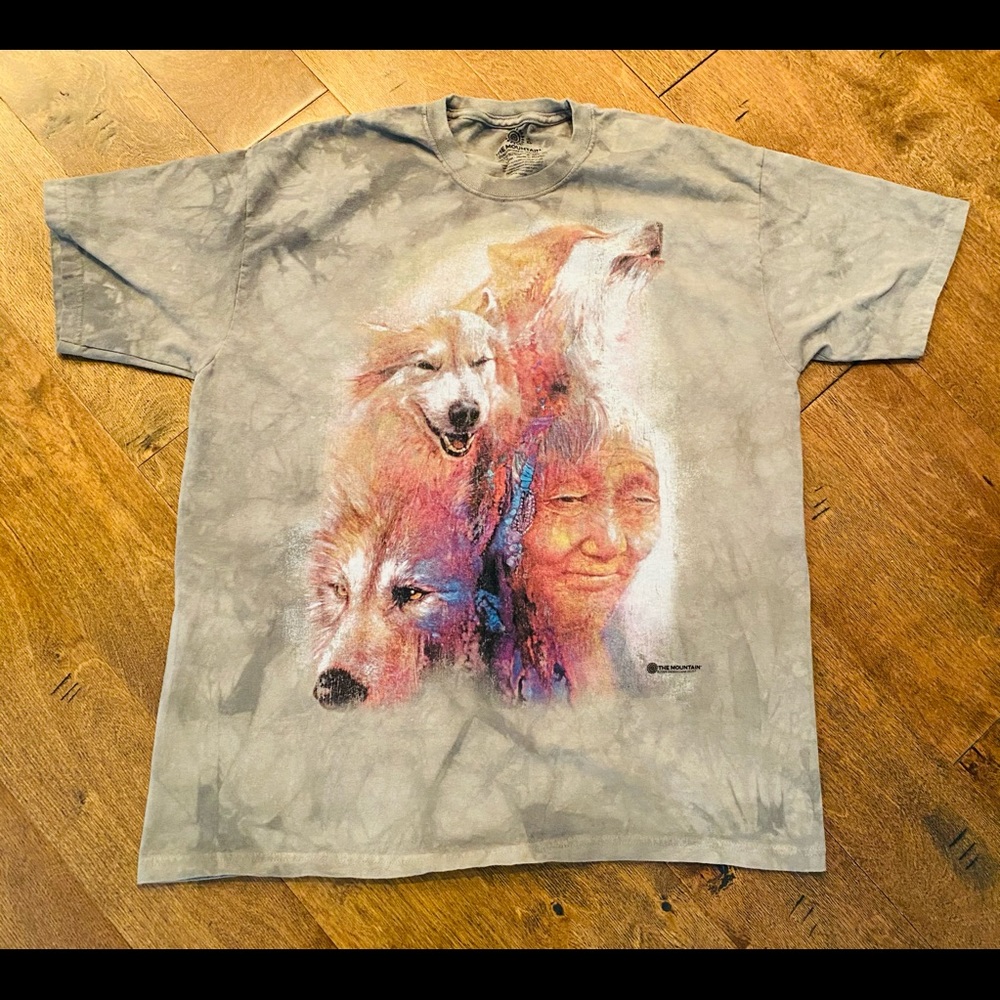 The Mountain Medicine Woman Shirt Men’s Size XL Tie Dye Wolf Native American